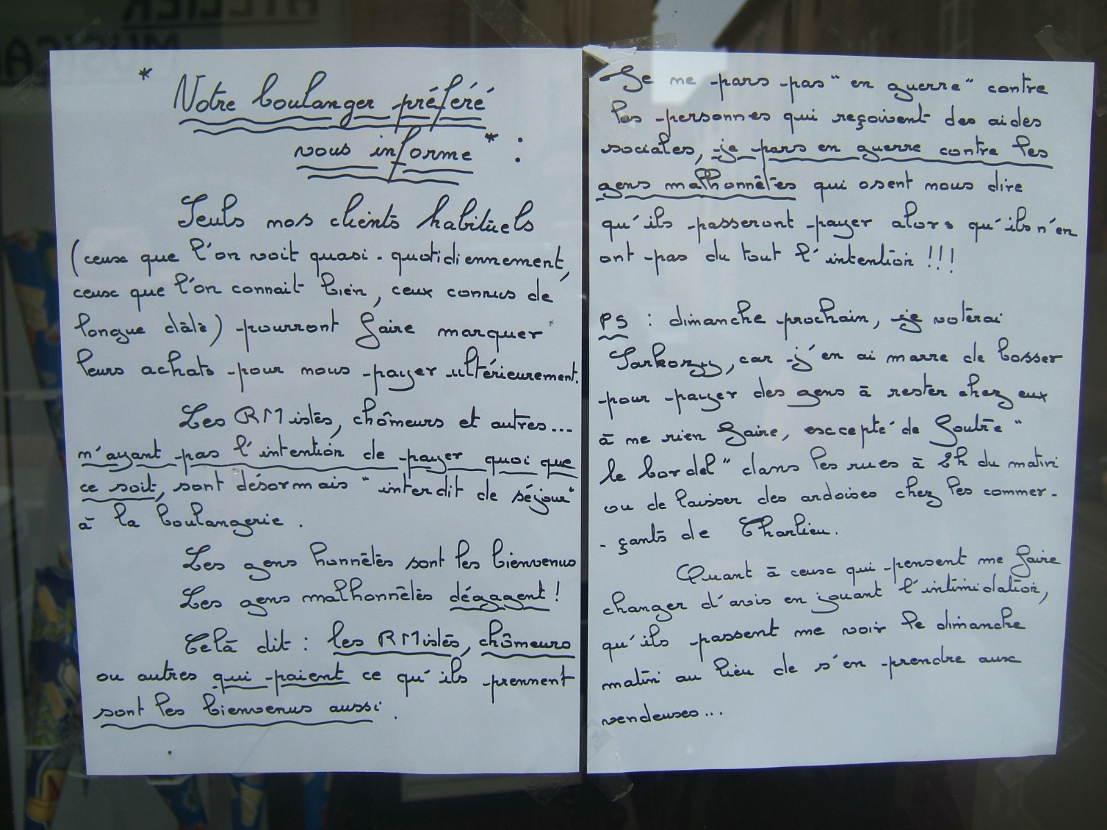 La connerie n'a parfois pas de noms... Là, le boulanger dépasse les bornes des limites quand même ! Et je crains que ce soit véridique