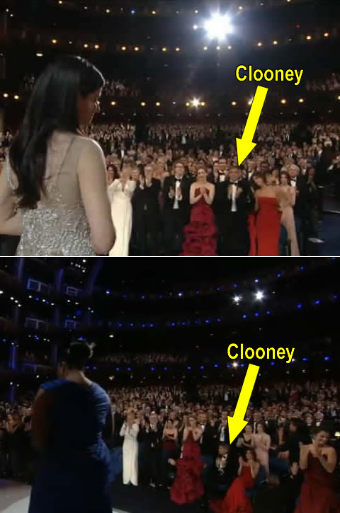 Pour George Clooney, il y a vraiment 2 poids, 2 mesures d'applaudissements.