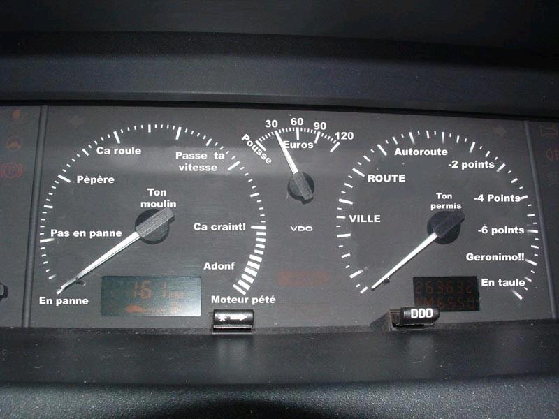 Voici un tableau de bord qui indique vraiment la vitesse du vehicule... Et même ses conséquences potentielles !! height=