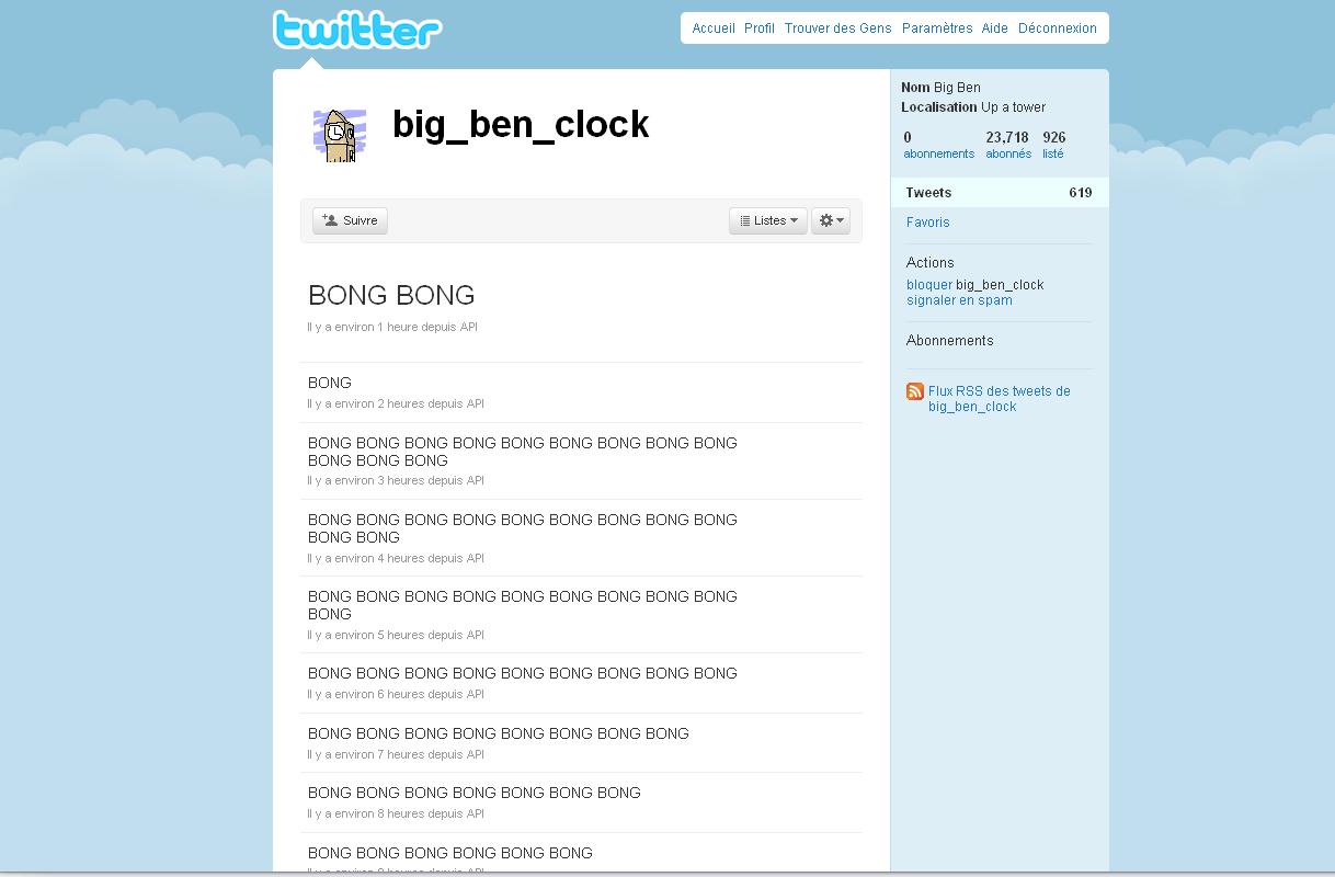 Même Bigben a sont Twitter ! Bon, les twits sont sommaire, mais c'est déjà ça !